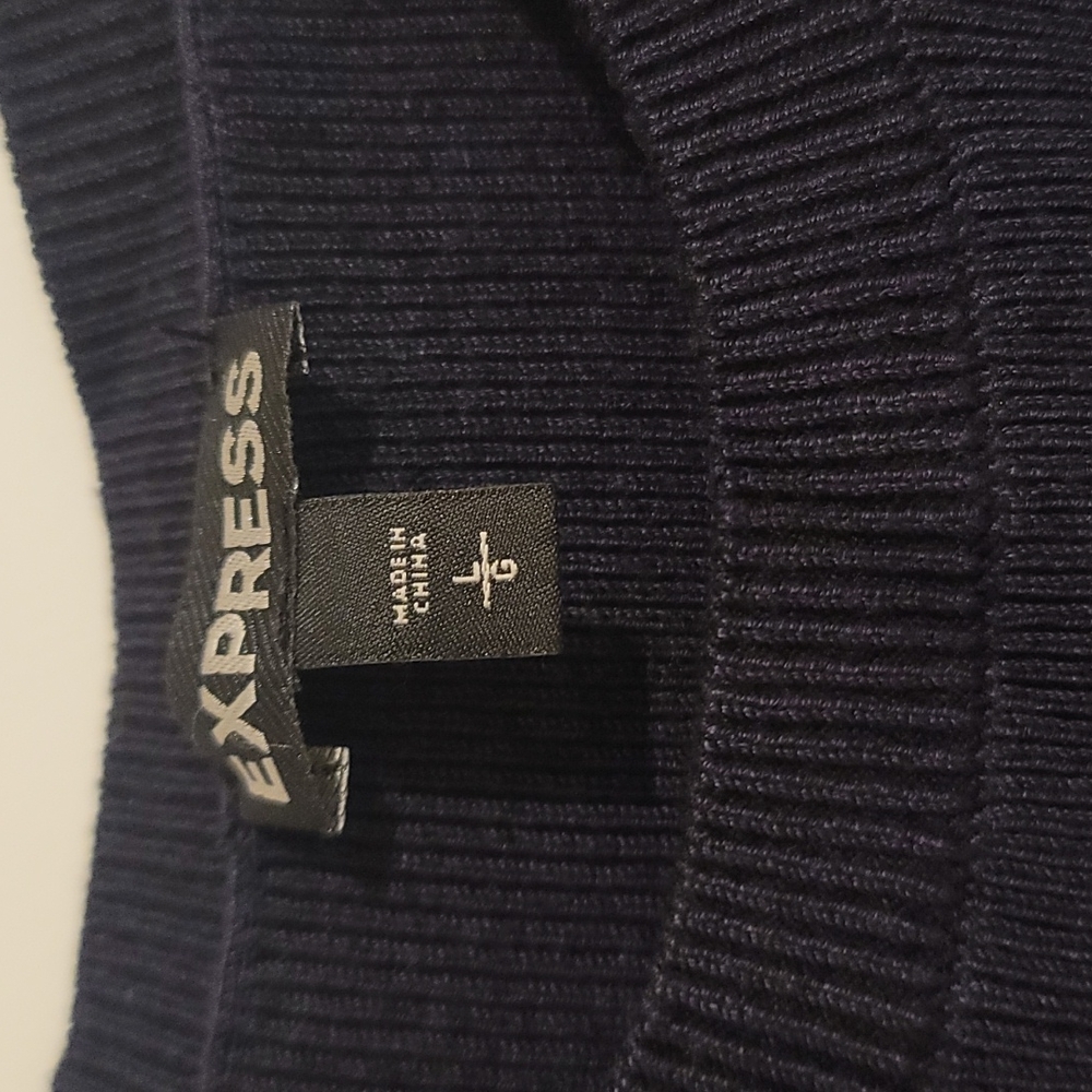 Express Ribbed Ruffle Hem Sweater Dress - Picture 2 of 5
